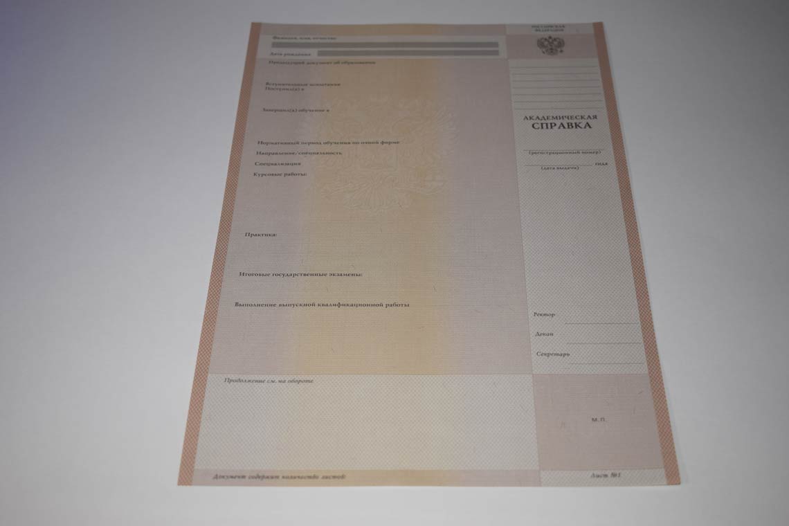 Академическая Справка ВУЗа 1996-2009 в Одинцово